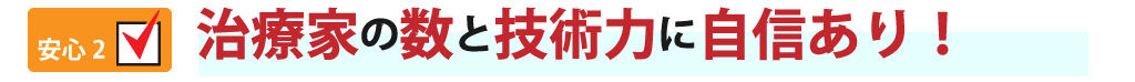 治療技術の高い熱意のある治療家が多数在籍<